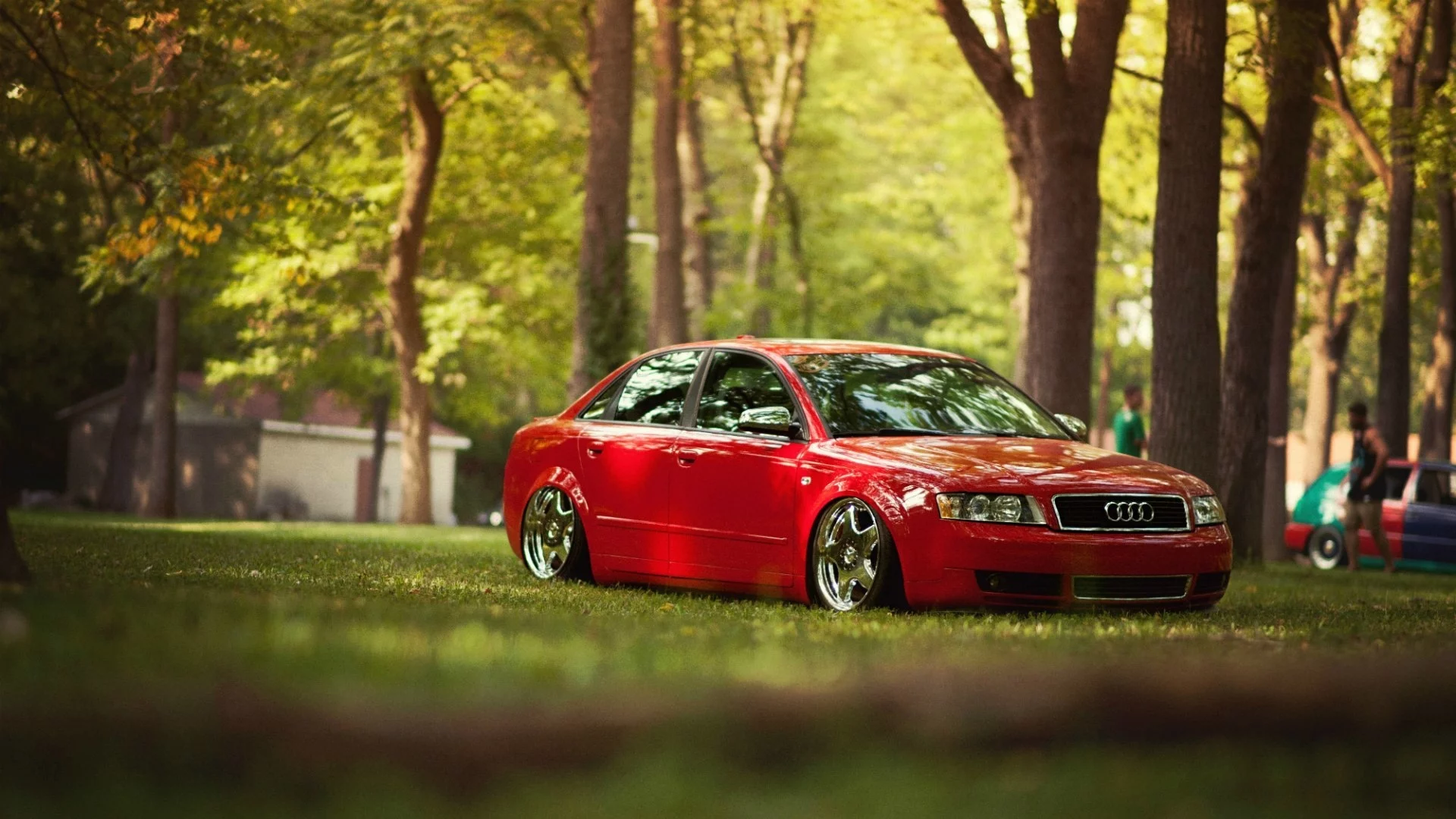 тюнинг, audi, a4, красный, ауди