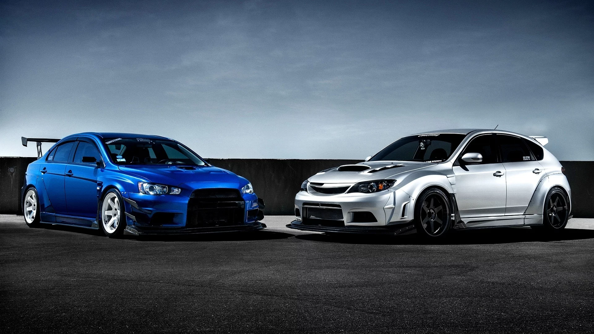 x, impreza, 10, race car, sti, silvery, front, subaru, lancer, evolution, mitsubishi, blue