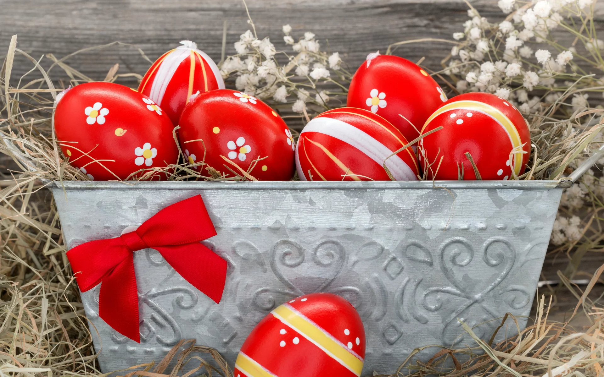 flowers, red, eggs, easter, яйца, пасха