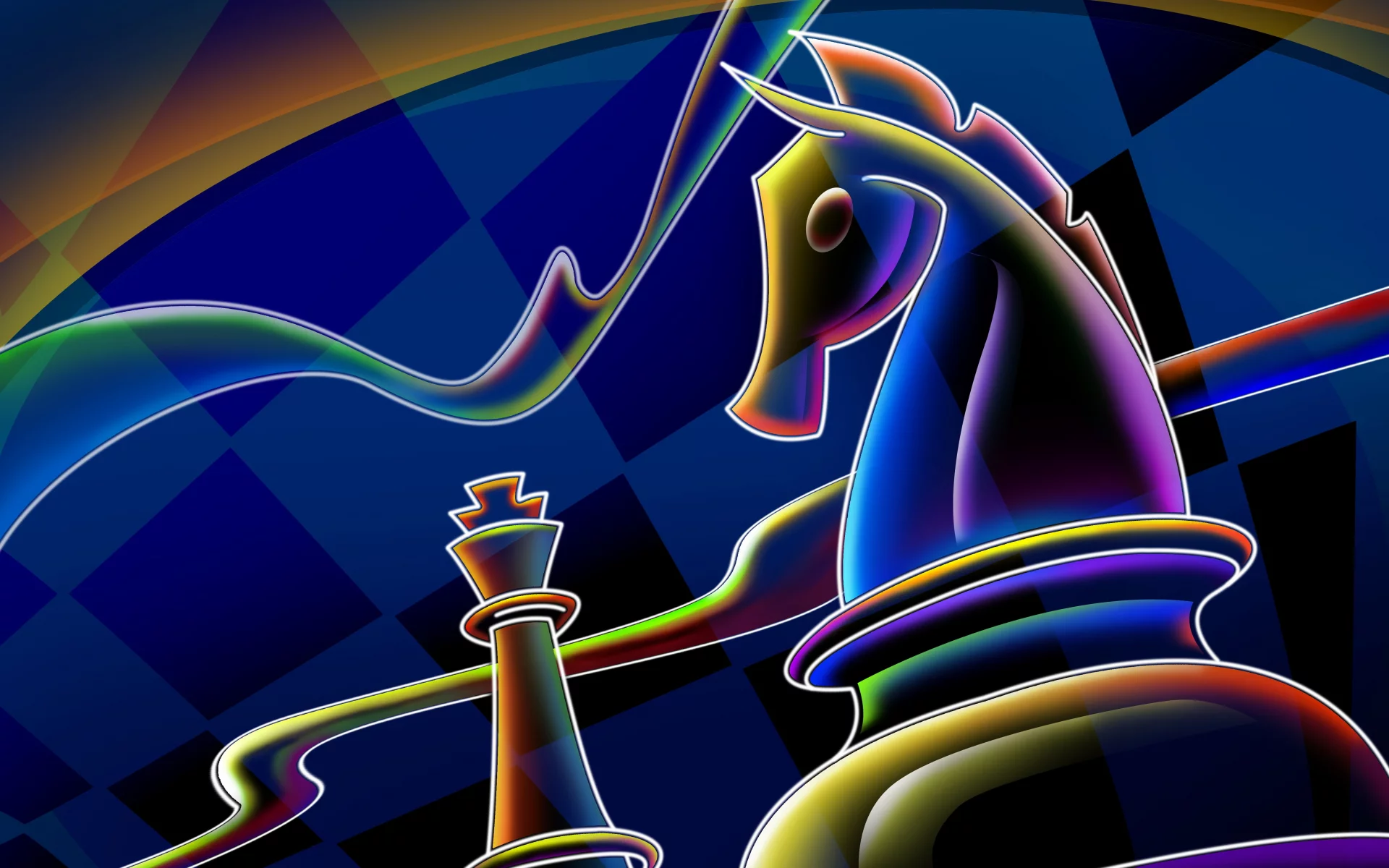 линии, клетки, синий, конь, 2014, шахматы