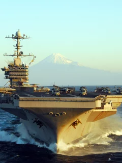 море, uss, (cvn-73), волны, типа _нимиц_, авианосец, george washington