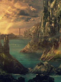 pulpoglow, technopolis, art, город, fantasy, море, здания, технополис