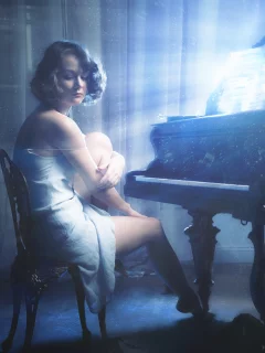 glow, konovalchuk eduard, notes, girl, music, коновальчук эдуард, piano