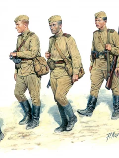 мужчины, оружие, красная армия, пехота, солдаты