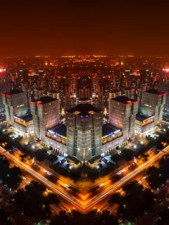 ночной город, панорама, beijing, пекин, китай, china