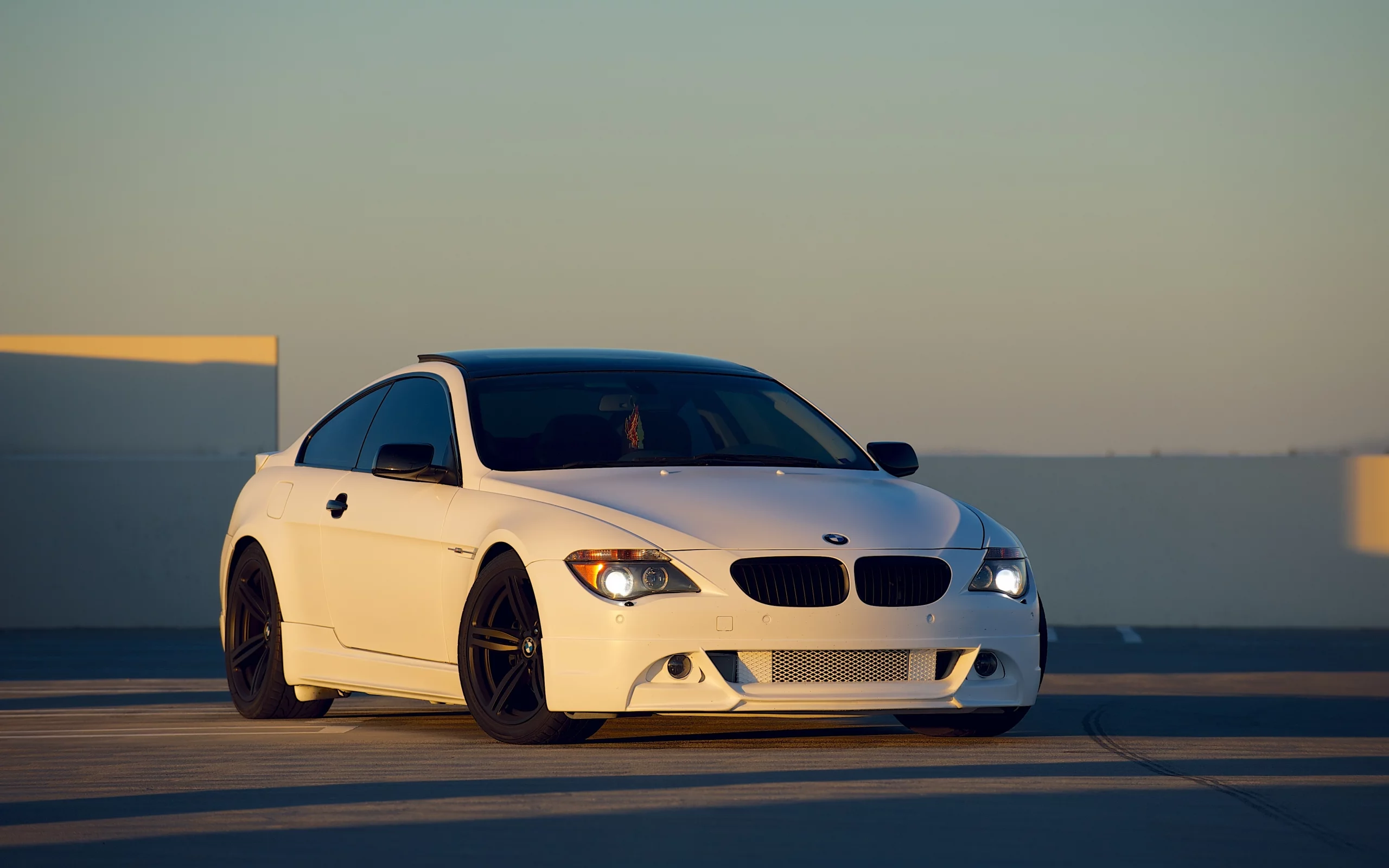e63, бмв, m6, sunset, белый, закат, вид спереди, white, bmw