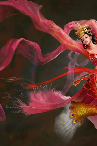 танец, девушка, diao chanii, ветер, фентези