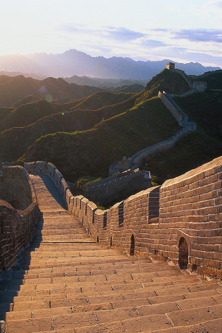 горы, китай, памятник, великая китайская стена, пейзаж