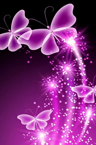 sparkle, abstract, purple, неоновые, glow, бабочки, neon, butterflies