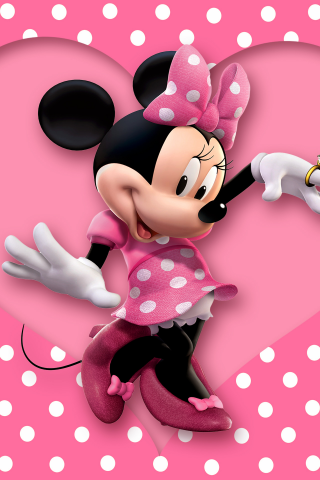 disney, mouse, cartoon, heart, minnie, polka dots, pink