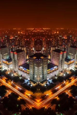 ночной город, панорама, beijing, пекин, китай, china
