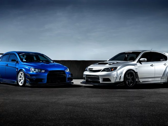 x, impreza, 10, race car, sti, silvery, front, subaru, lancer, evolution, mitsubishi, blue