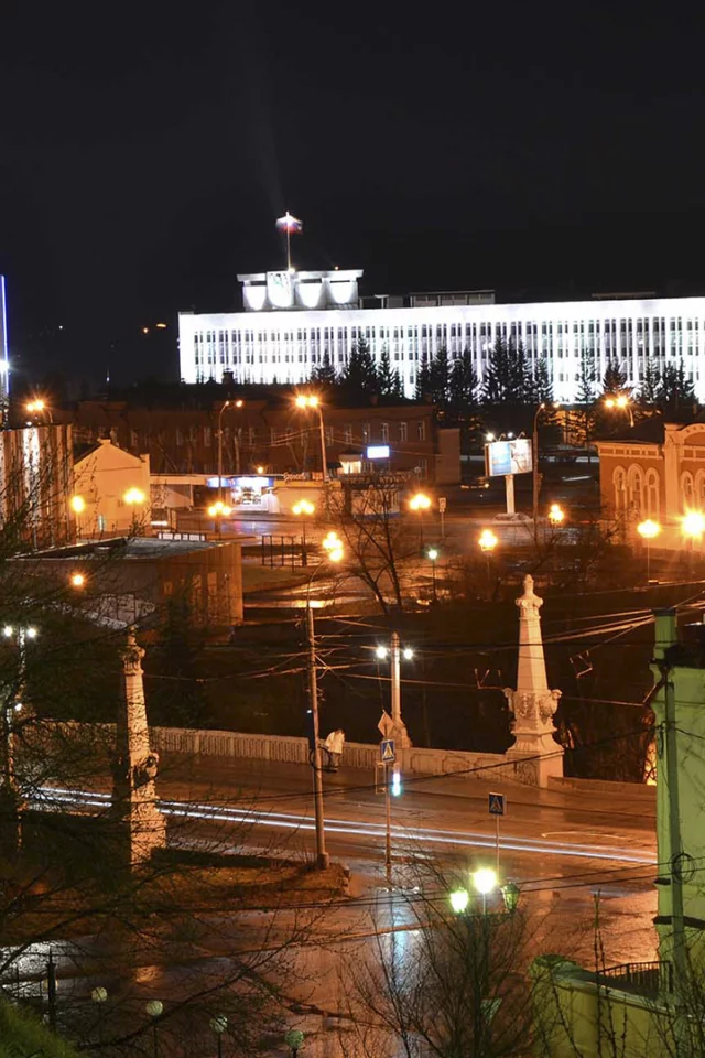 город, ночь, томск, здания