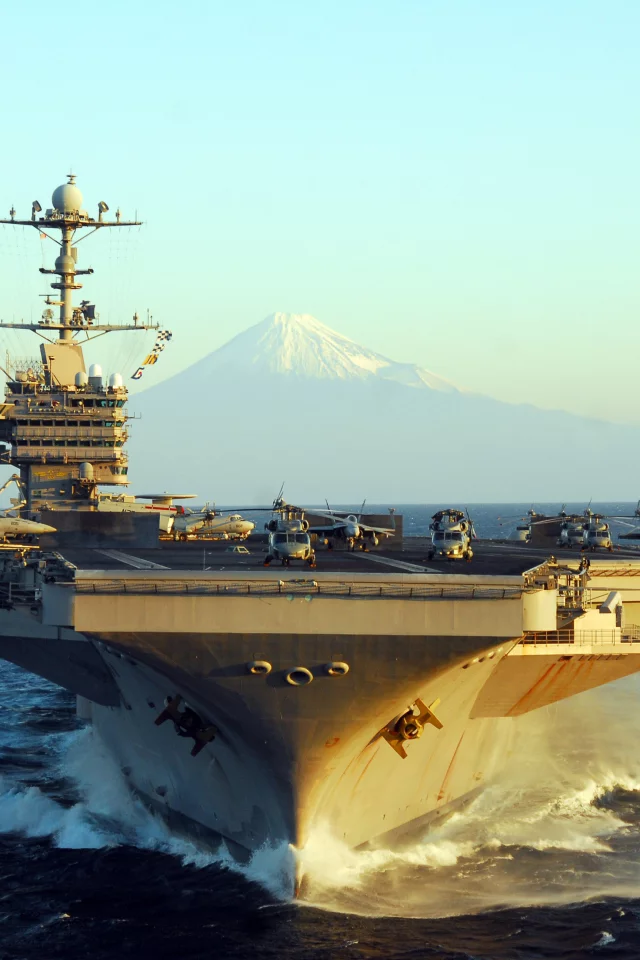 море, uss, (cvn-73), волны, типа _нимиц_, авианосец, george washington