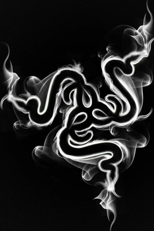 smoke, hi-tech, дым, black, минимализм, логотип, razer