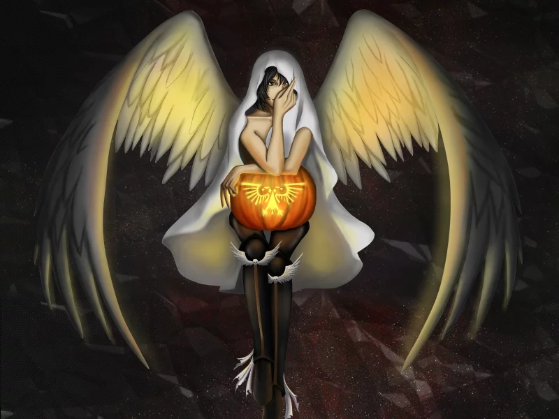 крылья, halloween, хэллоуин, праздник, взгляд, ангел