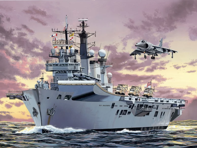авианосец, рисунок, самолет, корабль, illustrious