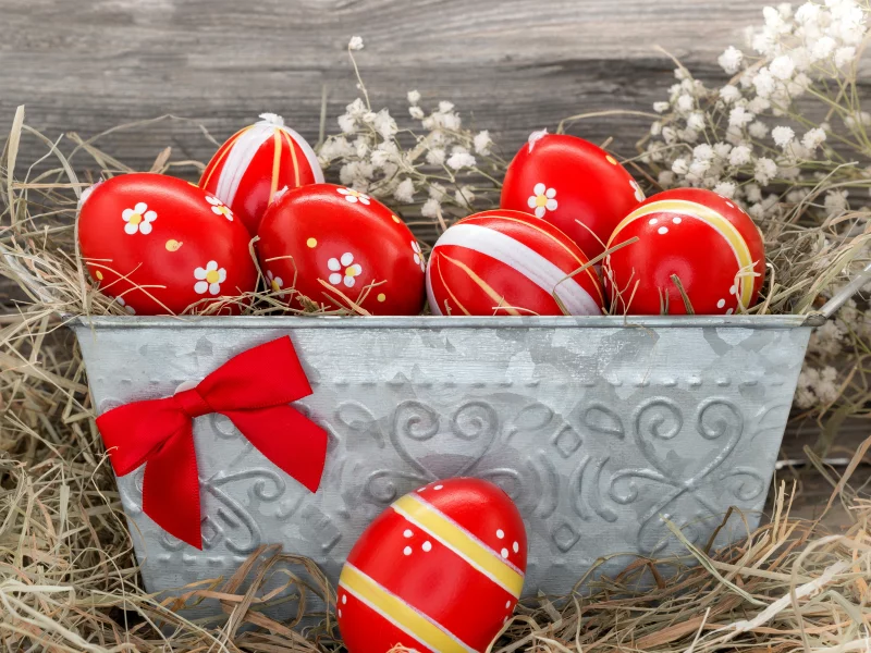 flowers, red, eggs, easter, яйца, пасха