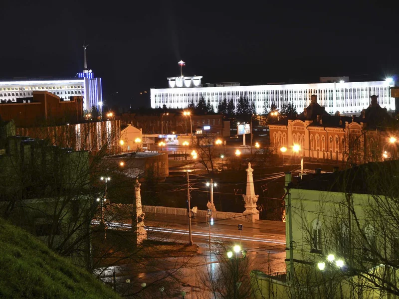 город, ночь, томск, здания