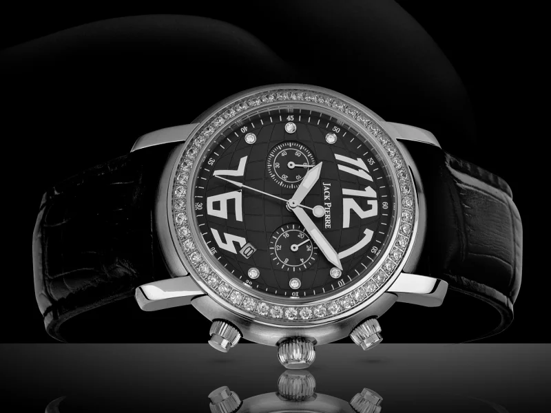 jack pierre, black, silver, watch