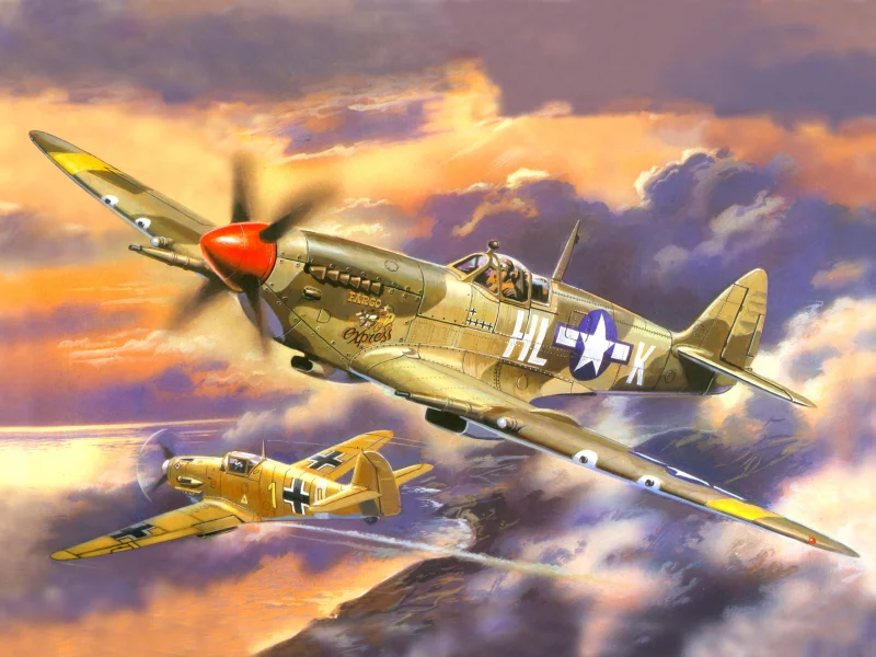 самолёты, бой, небо, bf - 109e - 3, воздушный, арт, немецкий
