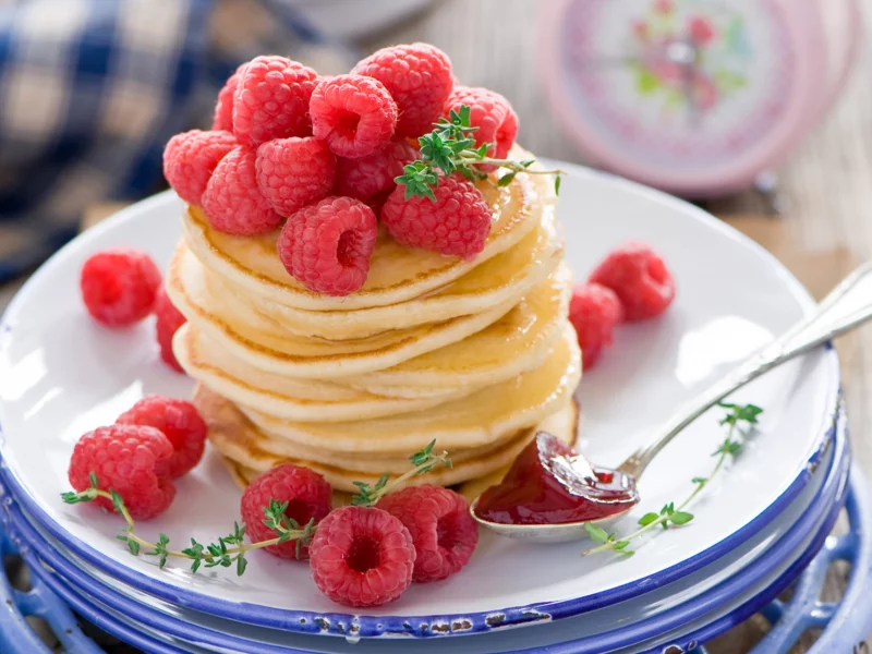 food, fruits, еда, блинчики, малина, десерт, фрукты, блины