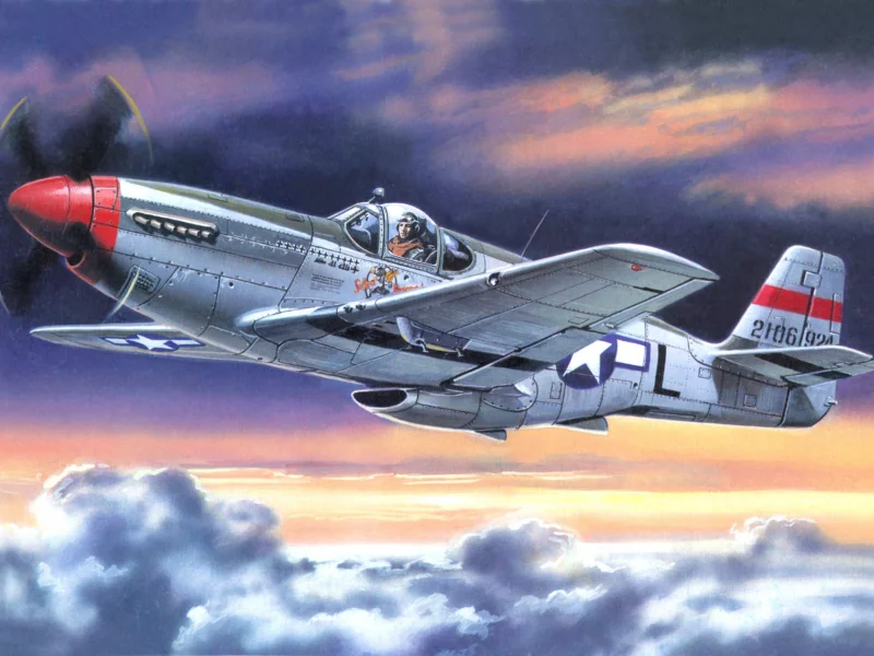 р-51с, арт, _мустанг_, американский, самолет, небо