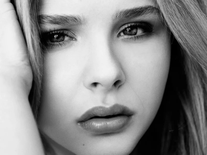 фото, актриса, обои, chloe moretz, чб, девушка