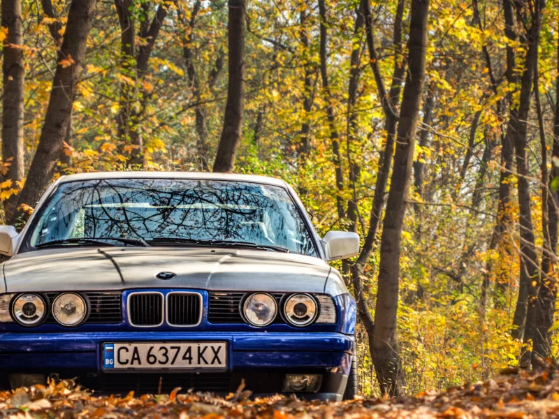 осень, e34, бмв, bmw, тюнинг, 525, классика, листья, фары