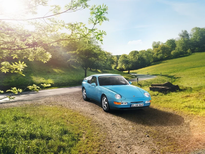 coupe, дорога, 1991, 968, деревья, porsche, купе, передок, порше