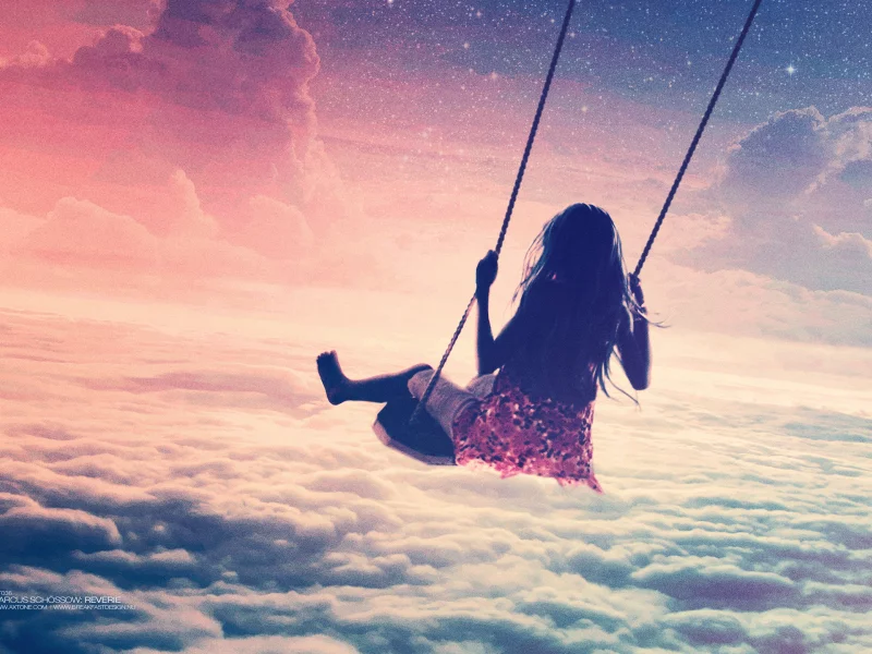 axtone, девушка, качели, небо, track, marcus schossow, reverie, dj