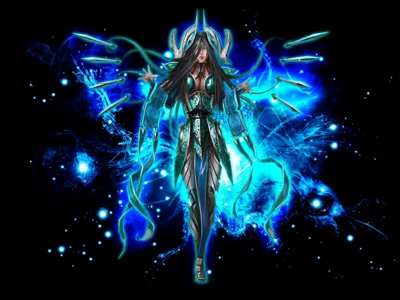 девушка, league of legends, оружие, игра, доспехи, воин