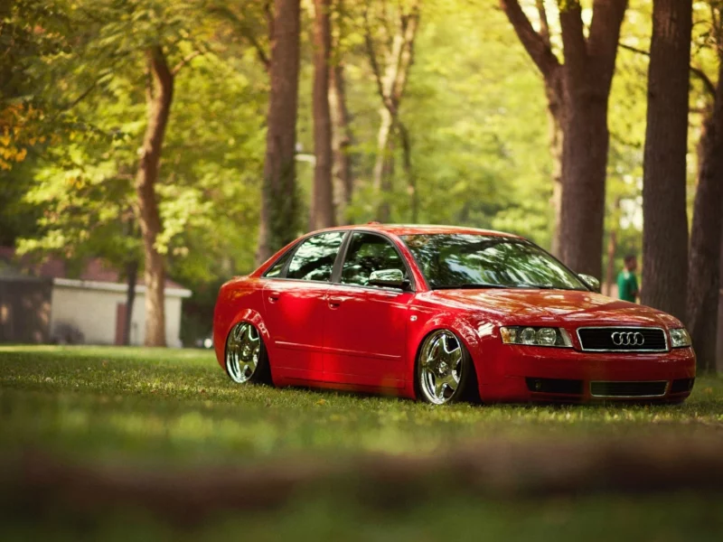 тюнинг, audi, a4, красный, ауди