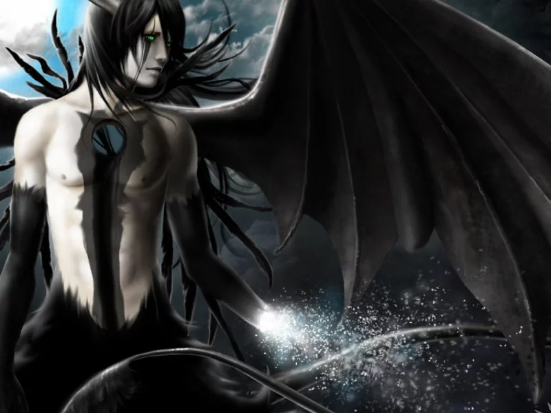 крылья, арт, блич, луна, bleach, ulquiorra schiffer, улькиора, аниме