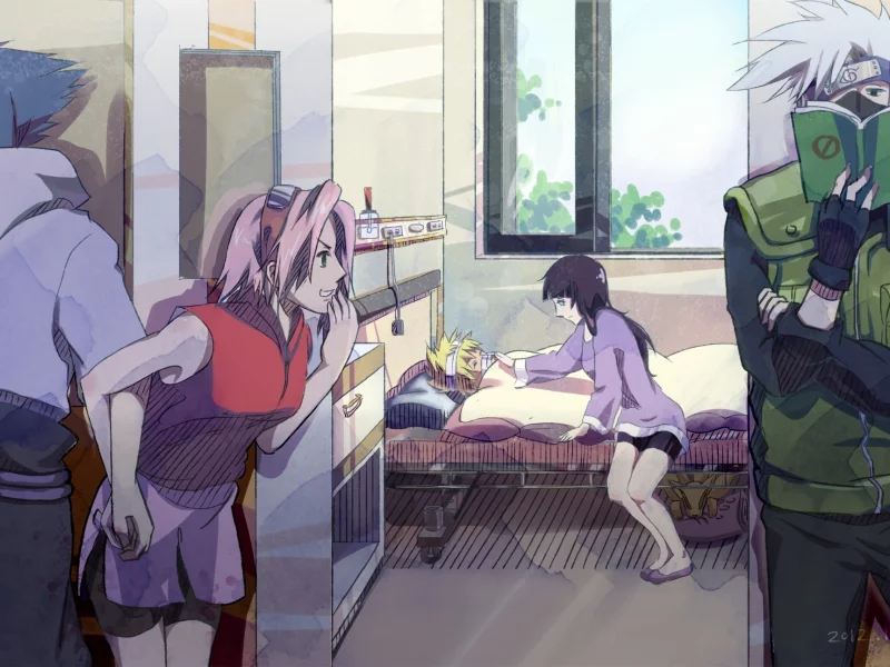 hinata hyuga, kakashi hatake, uchiha sasuke, sakura haruno, naruto, anime, naruto uzumaki, art