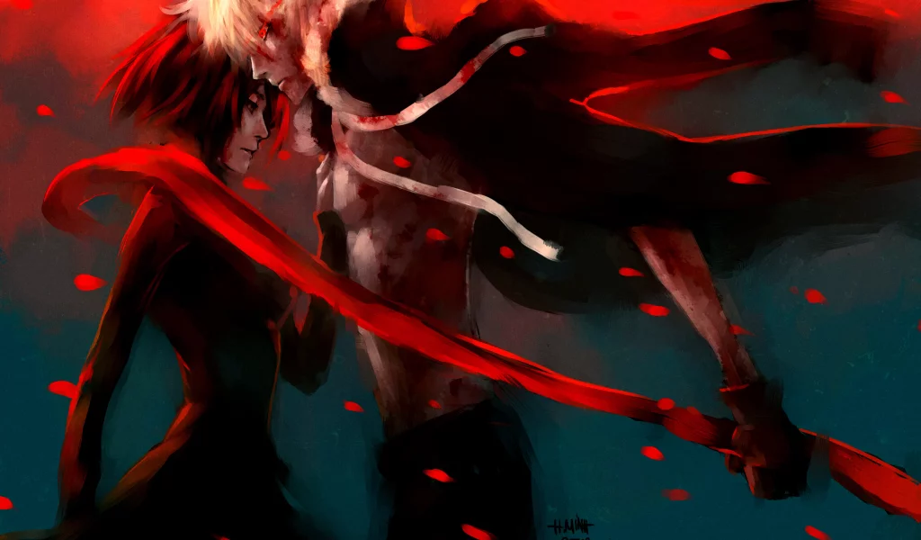 haine rammsteiner, fuyumine naoto, девушка, парень, art, шарф, nanfe