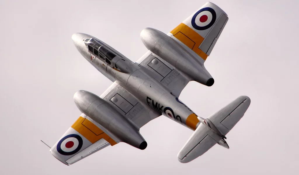 gloster meteor, полет, реактивный, британский, истребитель