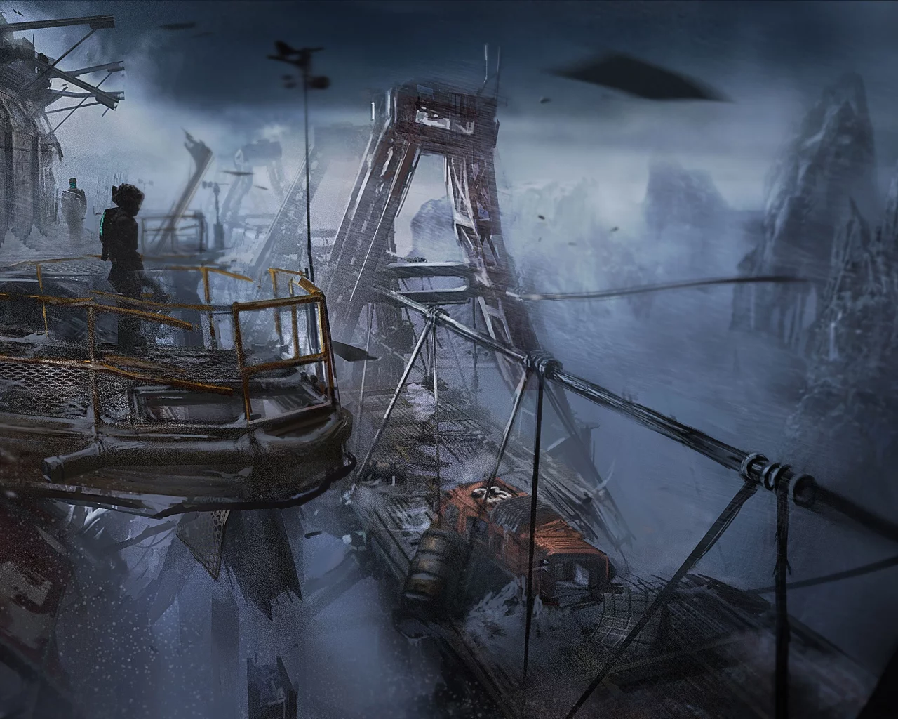 снег, dead space 3, visceral games, арт, мёртвый космос, electronic arts