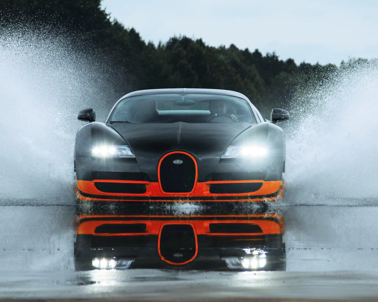 orange, sport, bugatti, super, бугатти, супер, вейрон, wet, veyron, water, splash
