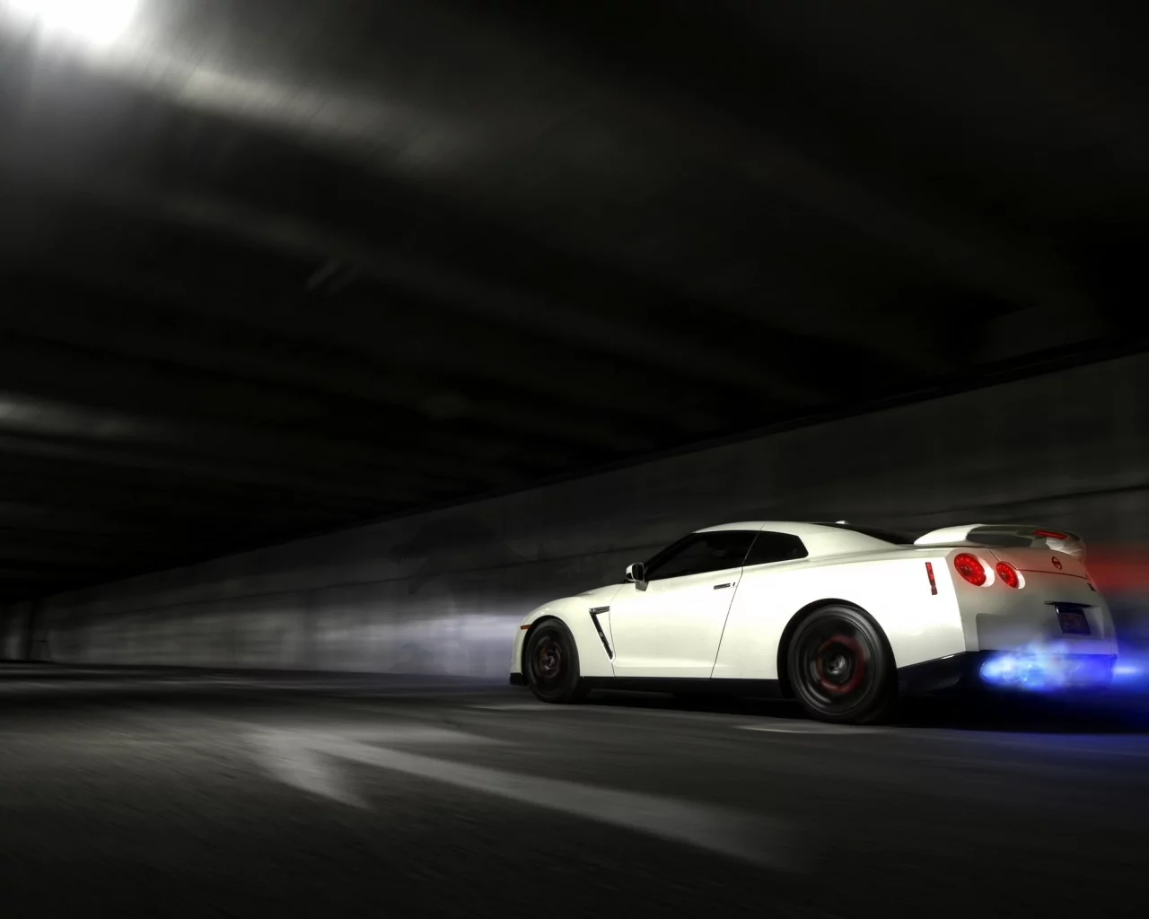 nissan gt-r, в движении, тоннель, ниссан