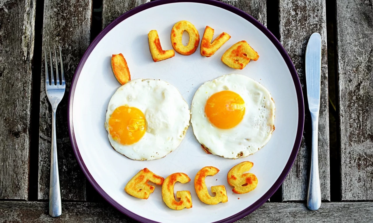 нож, eggs, яйца, еда, яичница, обои, вилка, надпись