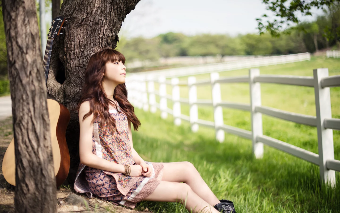 девушка, природа, южная корея, музыка, гитара, juniel, k-pop