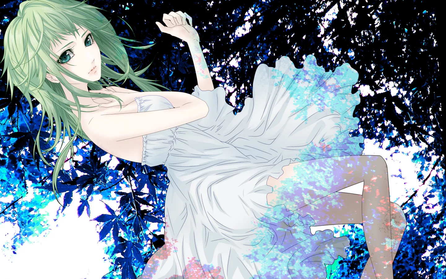 девушка, gumi, абстракция, арт, платье, vocaloid