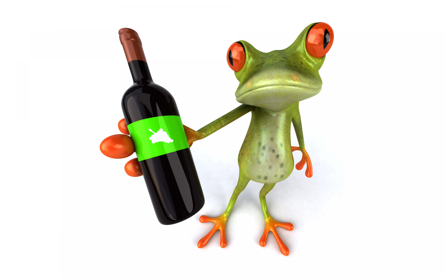 free frog 3d, лягушка, вино, графика, бутылка