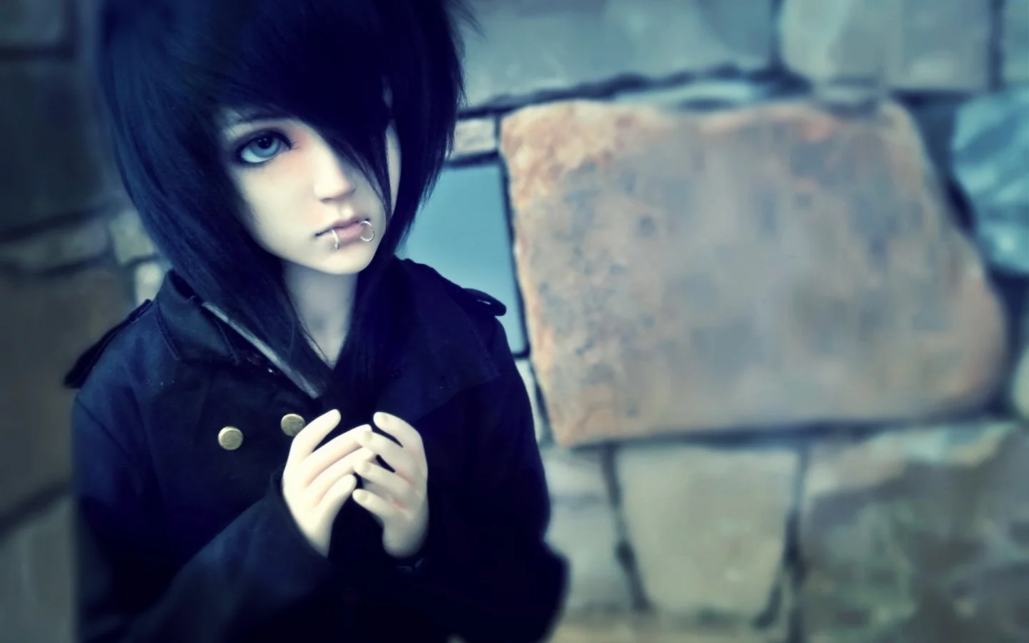 девушка, пирсинг, брюнетка, кукла, doll, bjd