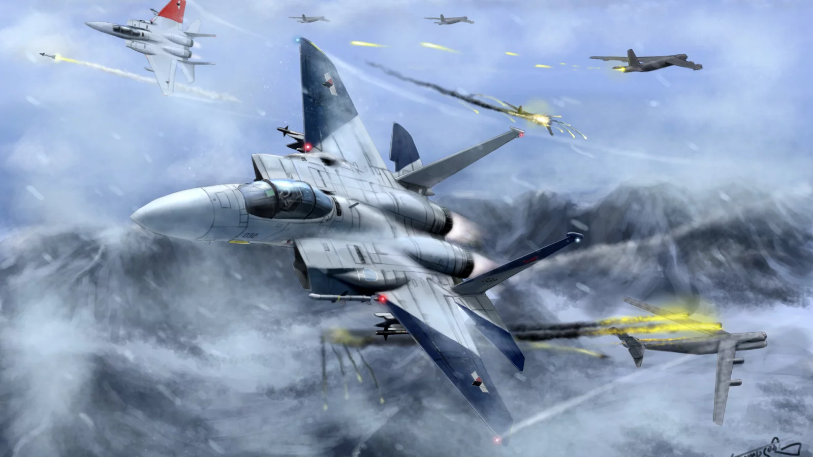 ace combat, самолеты, битва, арт, в небе, полет, истребители