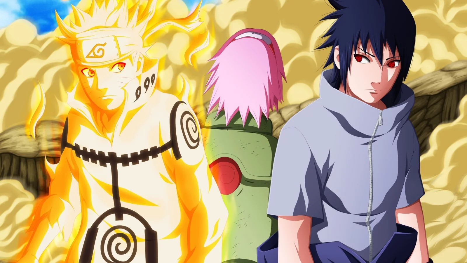 naruto shippuden, 4th ninja war, uzumaki naruto, haruno sakura, kyuubi mode, uchiha sasuke
