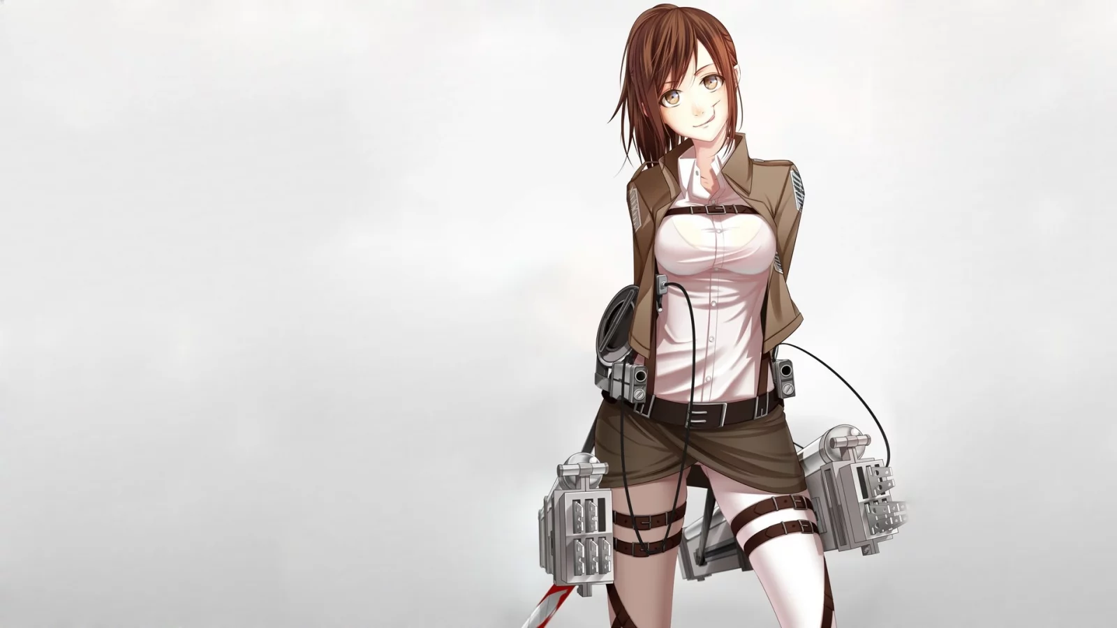 девушка, art, улыбка, sasha browse, взгляд, клинки, кровь, sorano