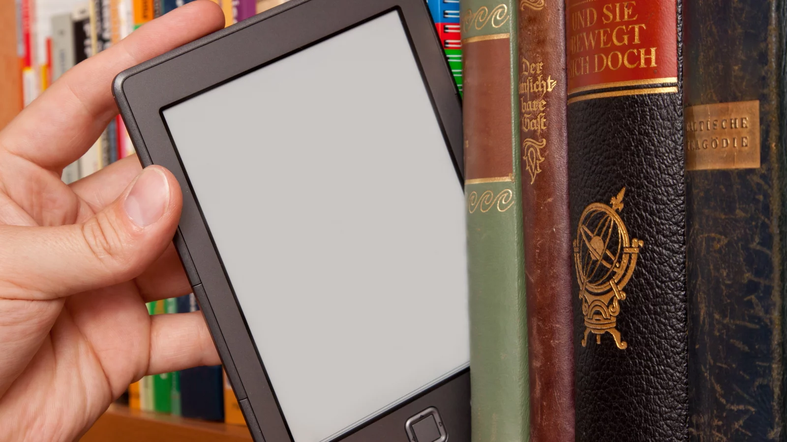 library, bookstore, tablet, books, hand