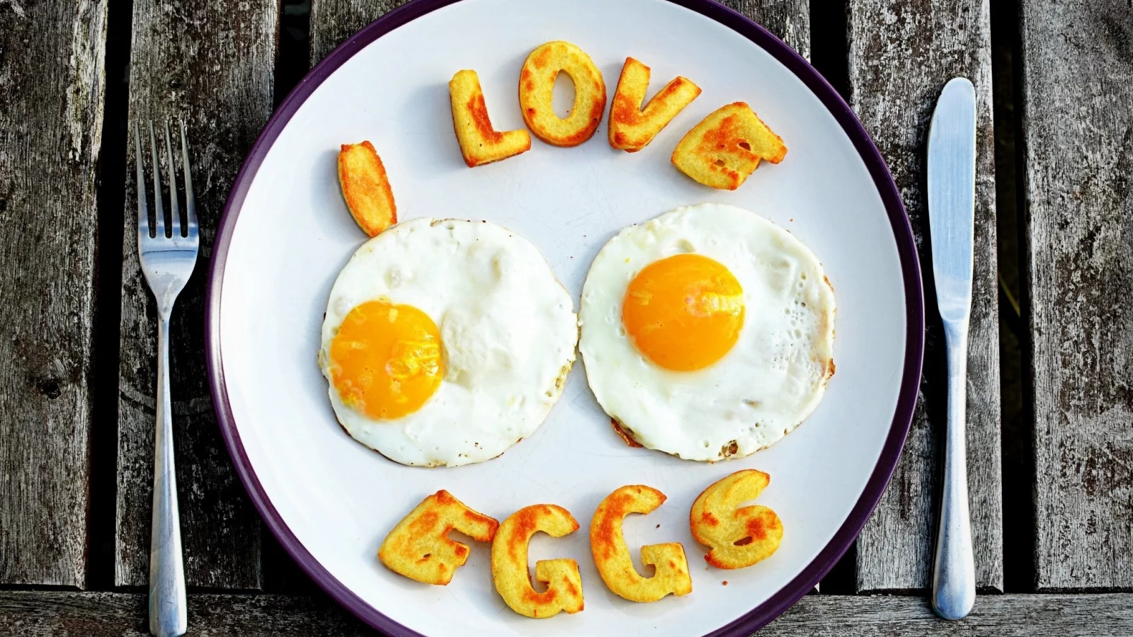 нож, eggs, яйца, еда, яичница, обои, вилка, надпись